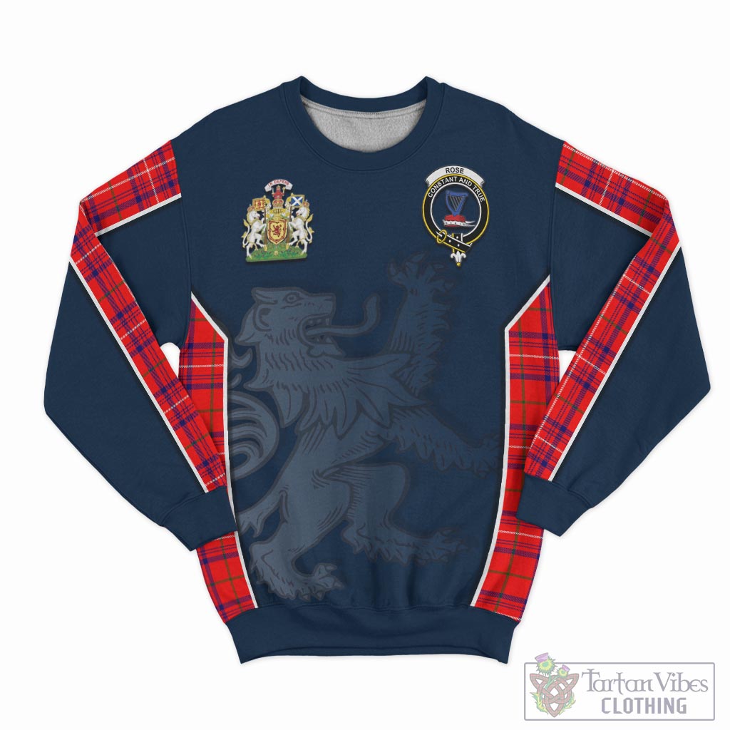 Tartan Vibes Clothing Rose Modern Tartan Sweater with Family Crest and Lion Rampant Vibes Sport Style