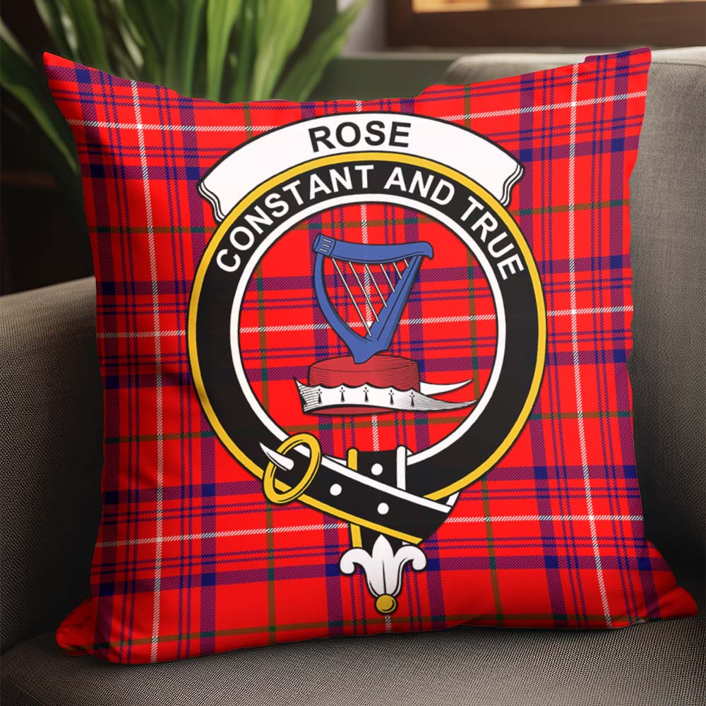 Rose Modern Tartan Pillow Cover with Family Crest - Tartanvibesclothing