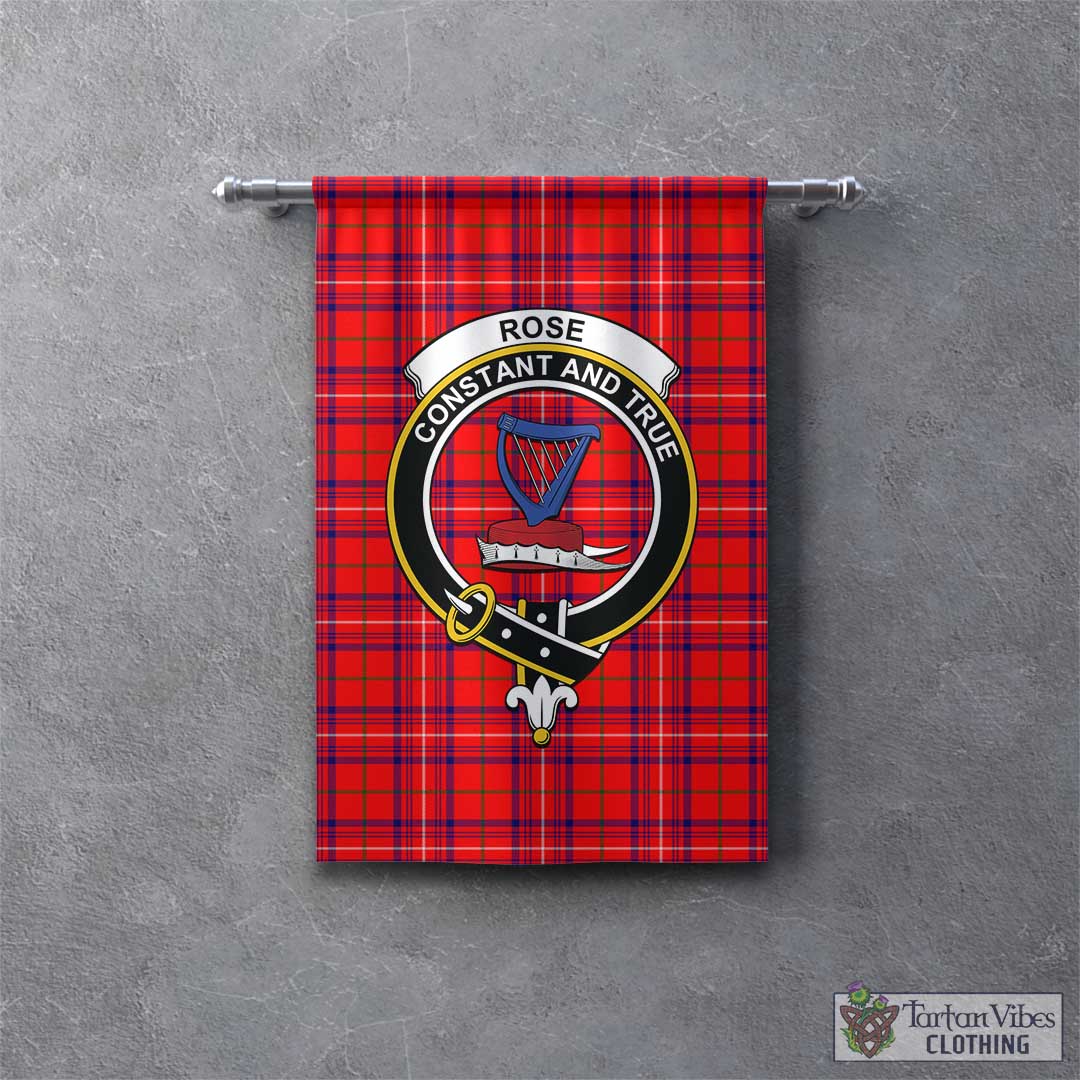 Tartan Vibes Clothing Rose Modern Tartan Gonfalon, Tartan Banner with Family Crest