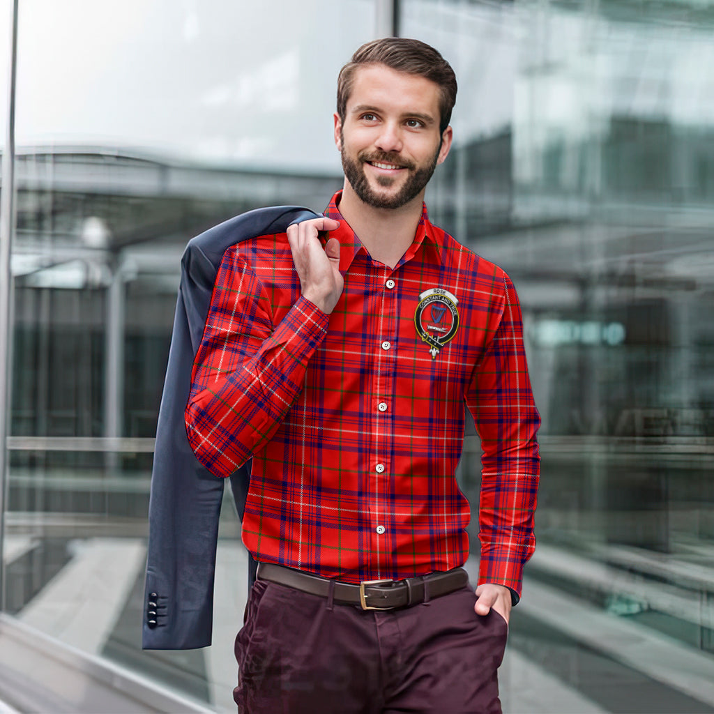 rose-modern-tartan-long-sleeve-button-up-shirt-with-family-crest