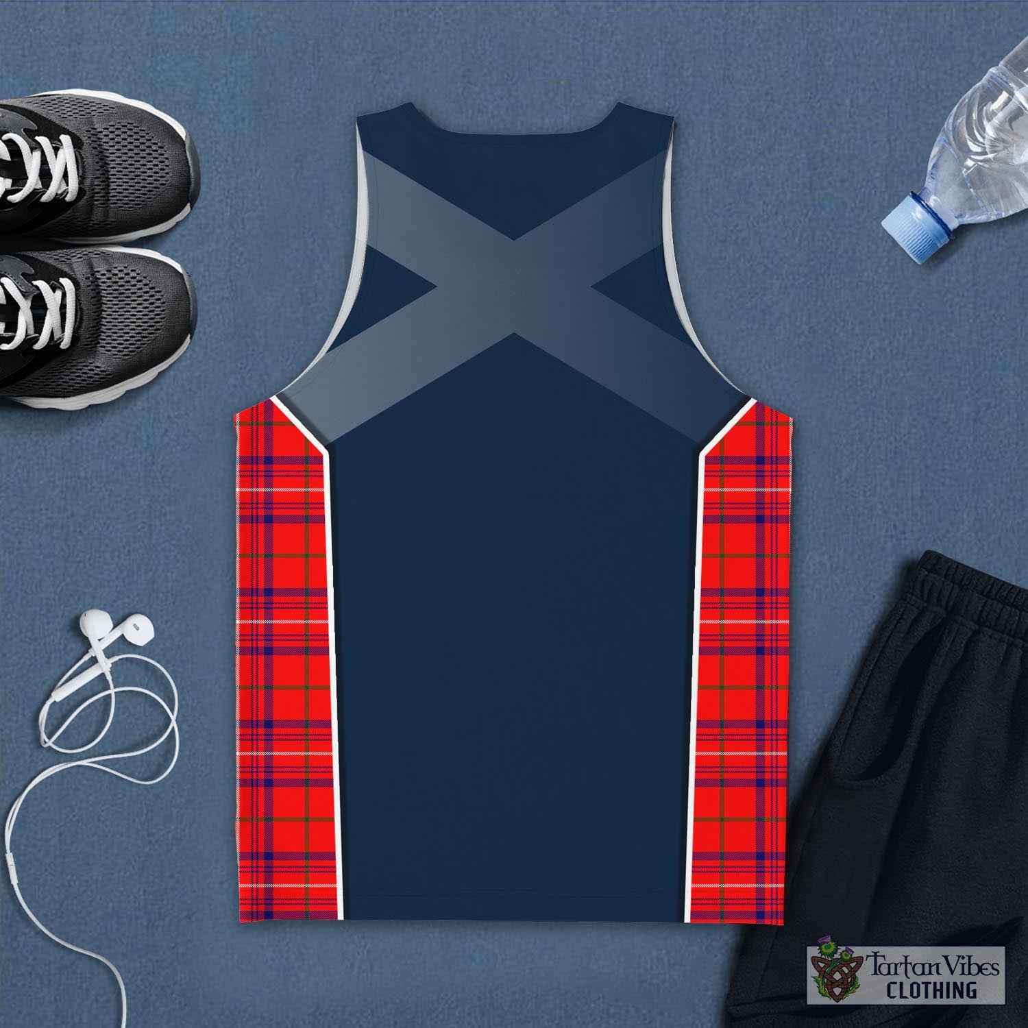 Tartan Vibes Clothing Rose Modern Tartan Men's Tanks Top with Family Crest and Scottish Thistle Vibes Sport Style