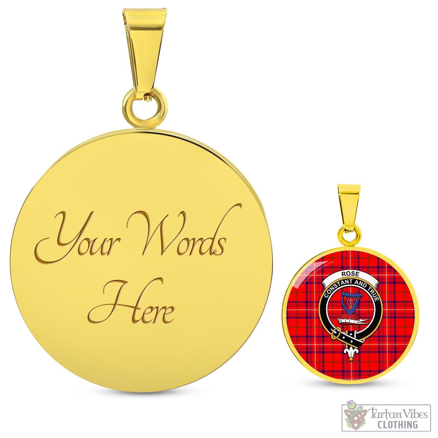 Tartan Vibes Clothing Rose Modern Tartan Circle Necklace with Family Crest