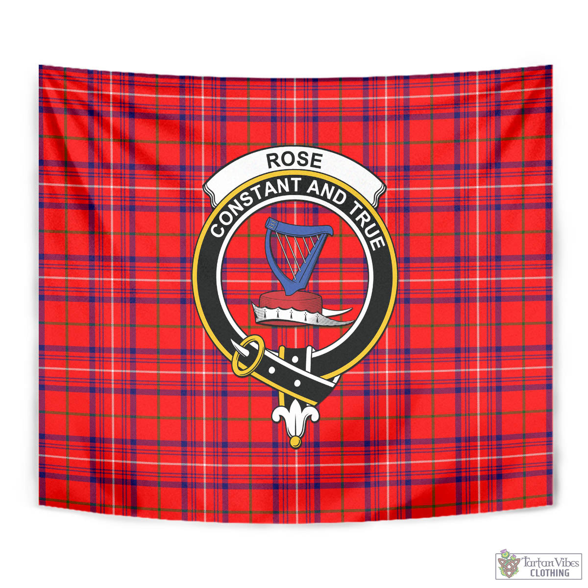 Tartan Vibes Clothing Rose Modern Tartan Tapestry Wall Hanging and Home Decor for Room with Family Crest