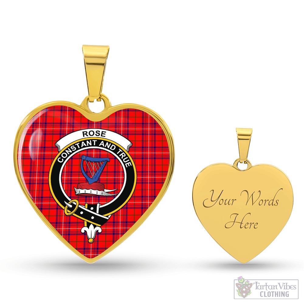 Tartan Vibes Clothing Rose Modern Tartan Heart Necklace with Family Crest