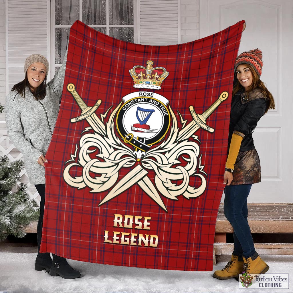 Tartan Vibes Clothing Rose of Kilravock Tartan Blanket with Clan Crest and the Golden Sword of Courageous Legacy