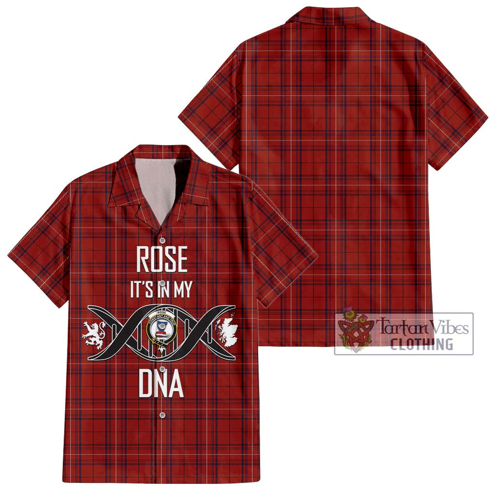 Rose of Kilravock Tartan Short Sleeve Button Shirt with Family Crest DNA In Me Style Kid - Tartanvibesclothing Shop