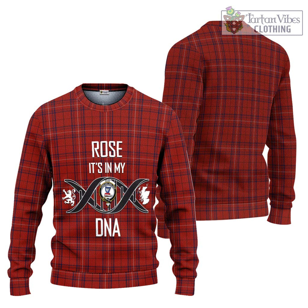 Rose of Kilravock Tartan Knitted Sweater with Family Crest DNA In Me Style Unisex - Tartanvibesclothing Shop