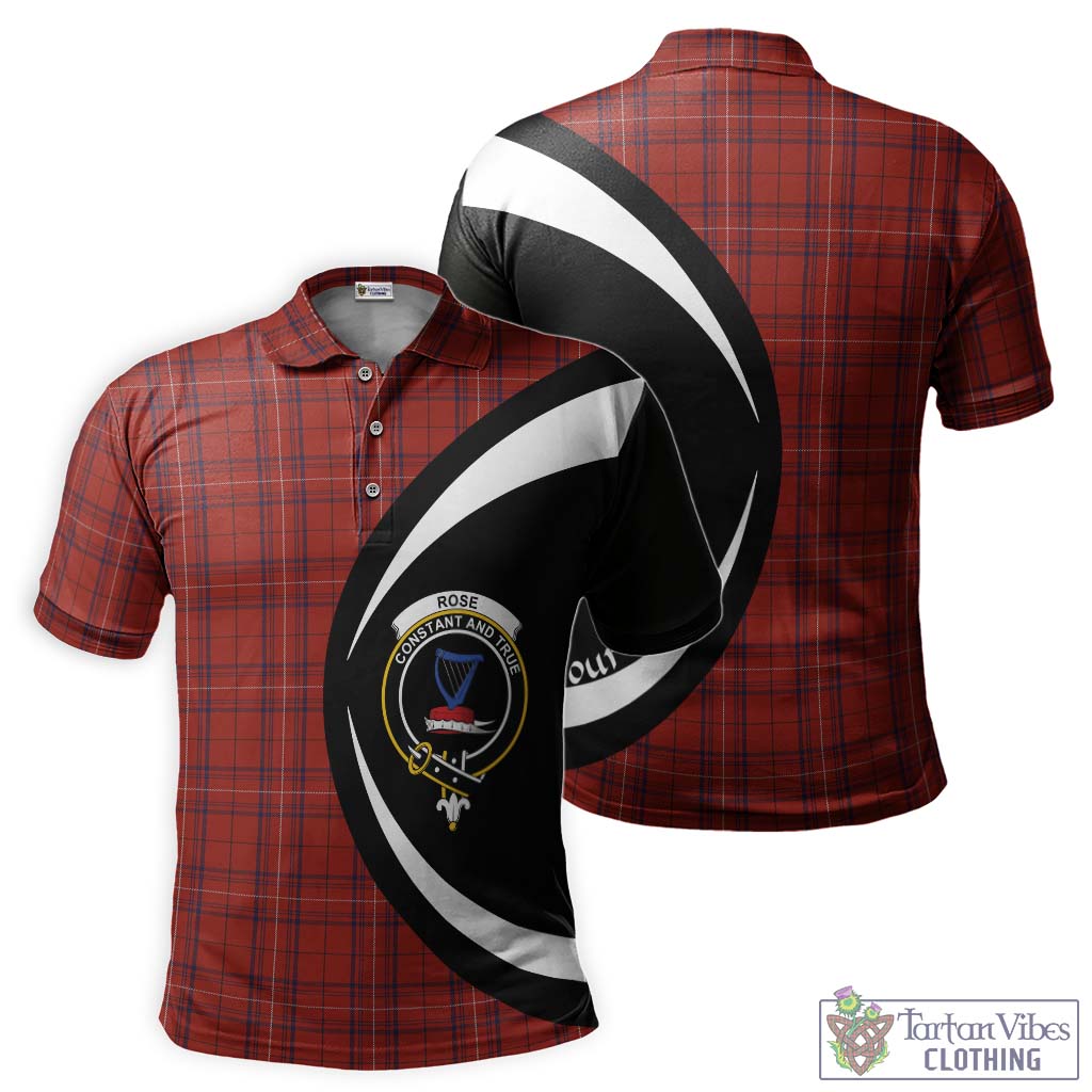 Tartan Vibes Clothing Rose of Kilravock Tartan Men's Polo Shirt with Family Crest Circle Style