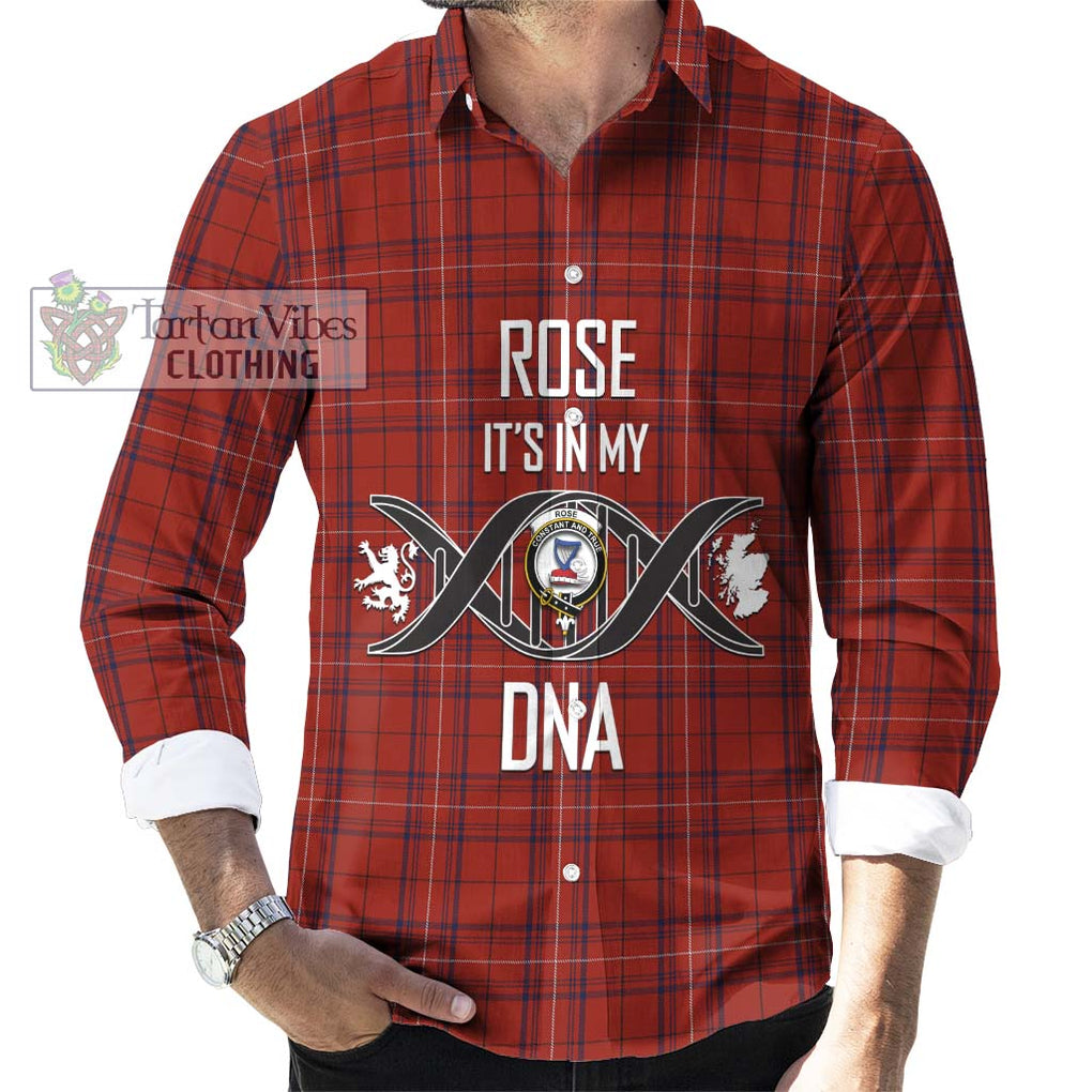 Rose of Kilravock Tartan Long Sleeve Button Shirt with Family Crest DNA In Me Style Men's Shirt S - Tartanvibesclothing Shop