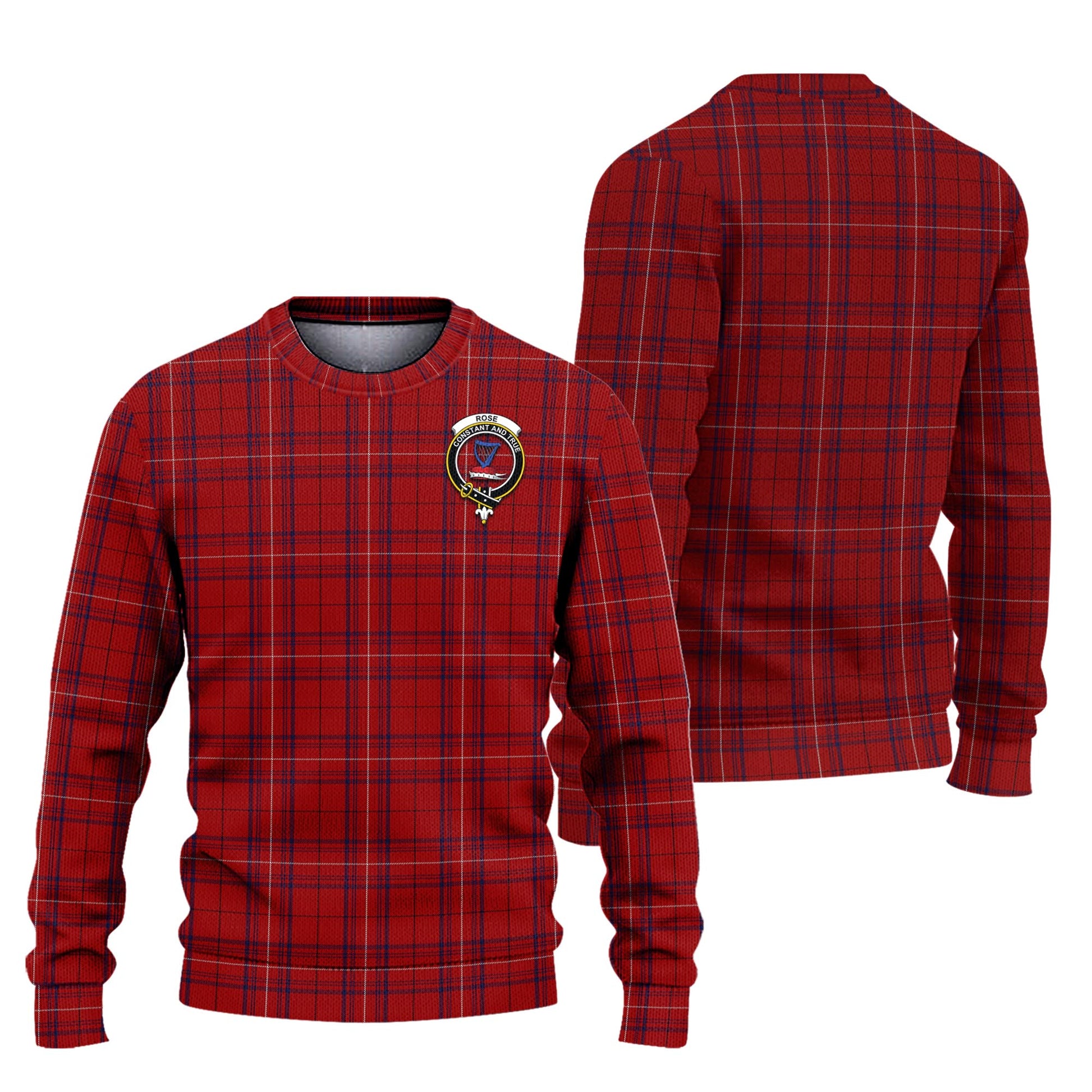 Rose of Kilravock Tartan Knitted Sweater with Family Crest Unisex - Tartanvibesclothing