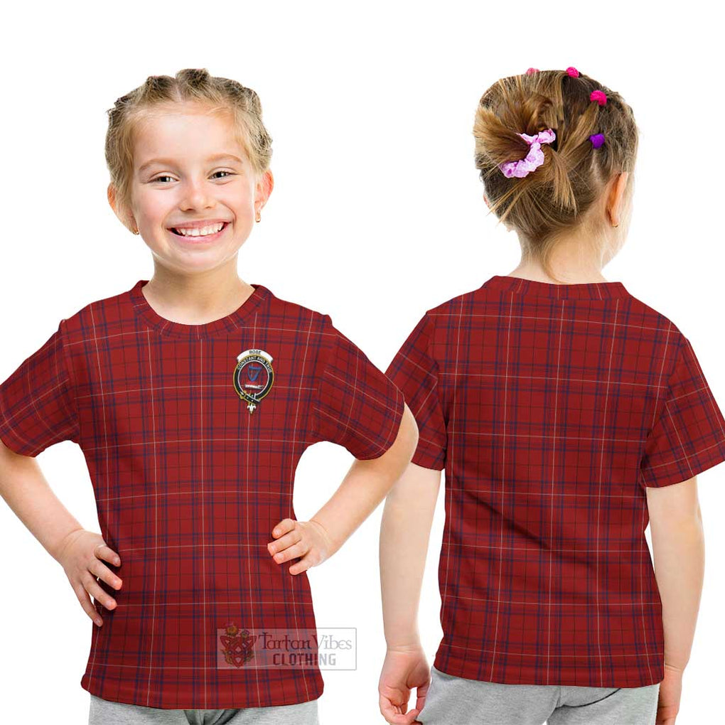 Rose of Kilravock Tartan Kid T-Shirt with Family Crest - Tartanvibesclothing Shop