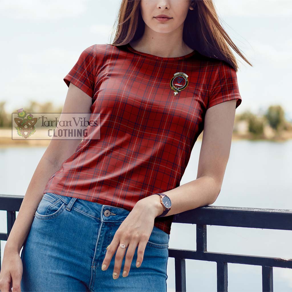 Tartan Vibes Clothing Rose of Kilravock Tartan Cotton T-Shirt with Family Crest