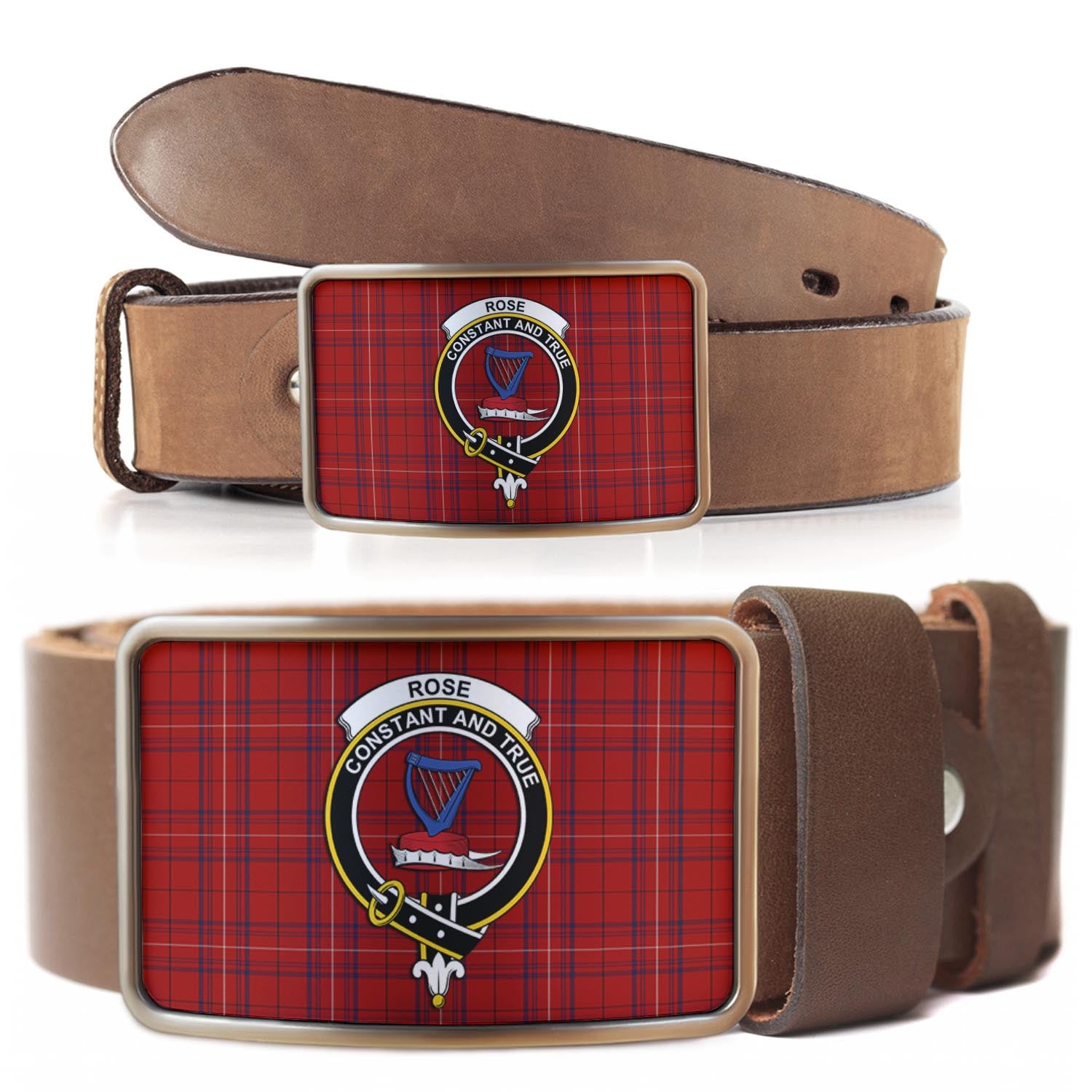 Rose of Kilravock Tartan Belt Buckles with Family Crest - Tartan Vibes Clothing