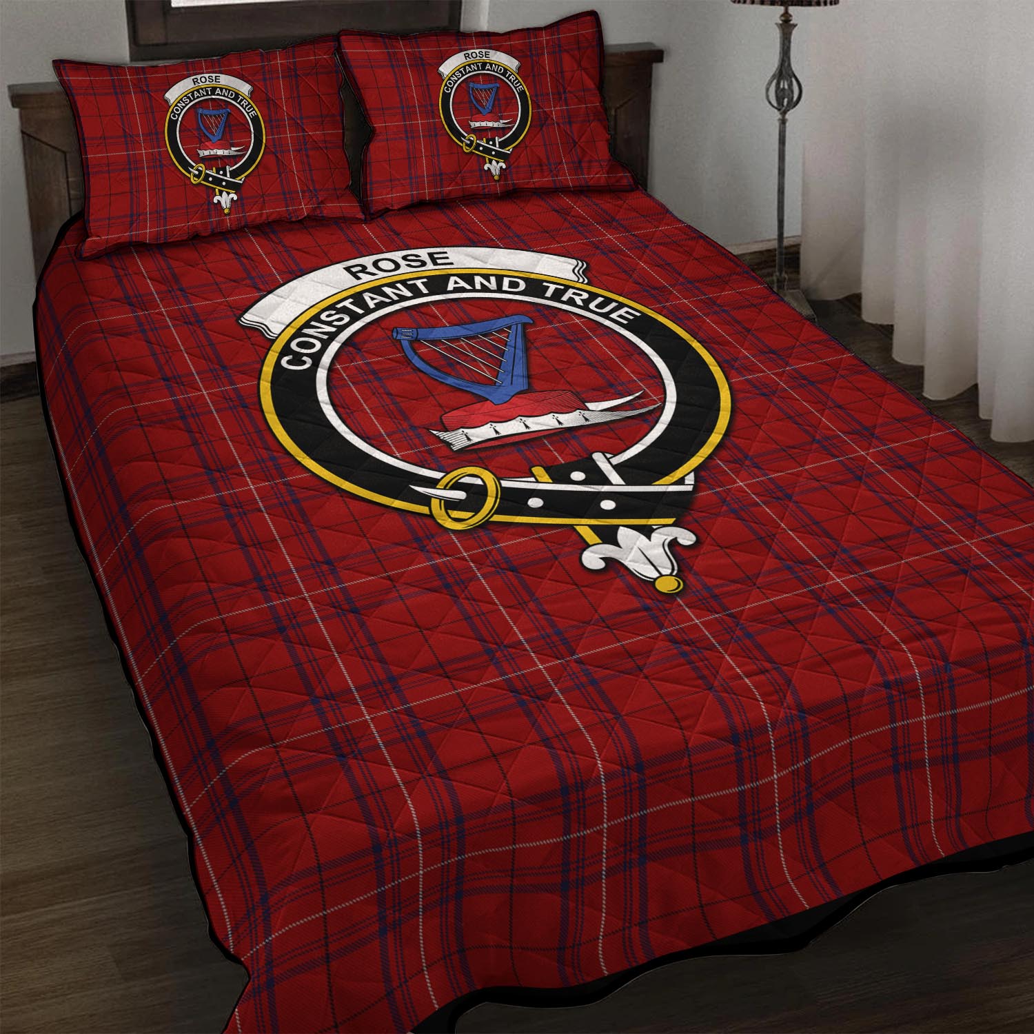 Rose of Kilravock Tartan Quilt Bed Set with Family Crest - Tartan Vibes Clothing