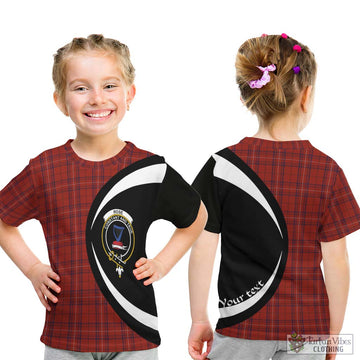 Rose of Kilravock Tartan Kid T-Shirt with Family Crest Circle Style