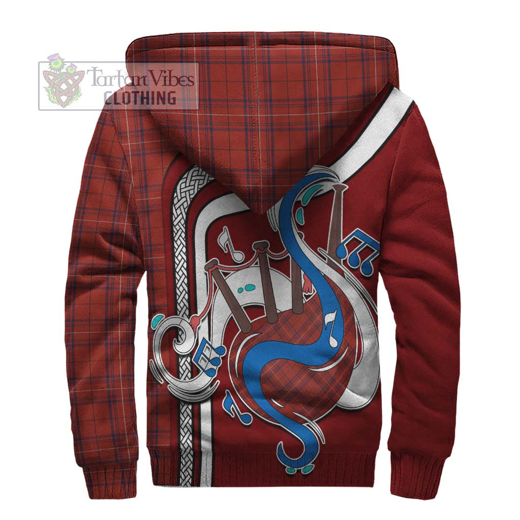 Rose of Kilravock Tartan Sherpa Hoodie with Epic Bagpipe Style - Tartanvibesclothing Shop