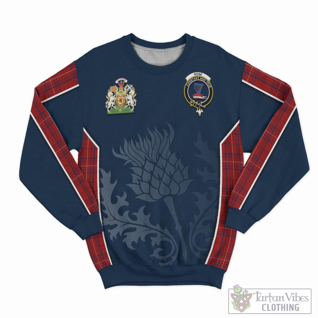 Tartan Vibes Clothing Rose of Kilravock Tartan Sweatshirt with Family Crest and Scottish Thistle Vibes Sport Style