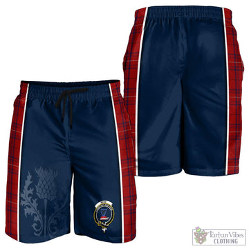 Rose of Kilravock Tartan Men's Shorts with Family Crest and Scottish Thistle Vibes Sport Style