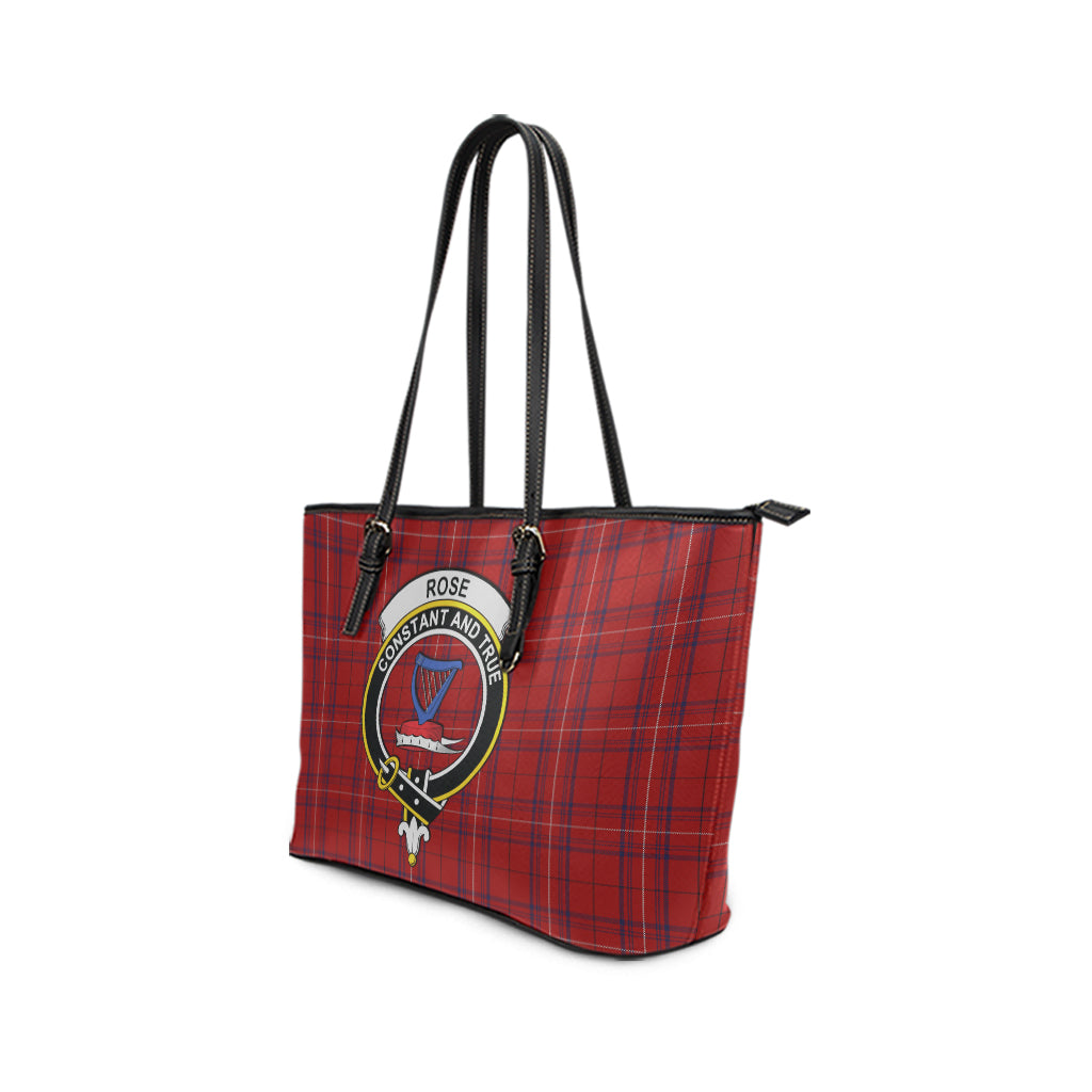 Rose of Kilravock Tartan Leather Tote Bag with Family Crest - Tartan Vibes Clothing