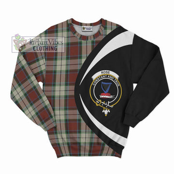 Rose White Dress Tartan Sweatshirt with Family Crest Circle Style