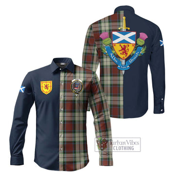 Rose White Dress Tartan Long Sleeve Button Shirt Alba with Scottish Lion Royal Arm Half Style