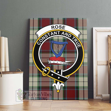 Rose White Dress Tartan Canvas Print Wall Art with Family Crest