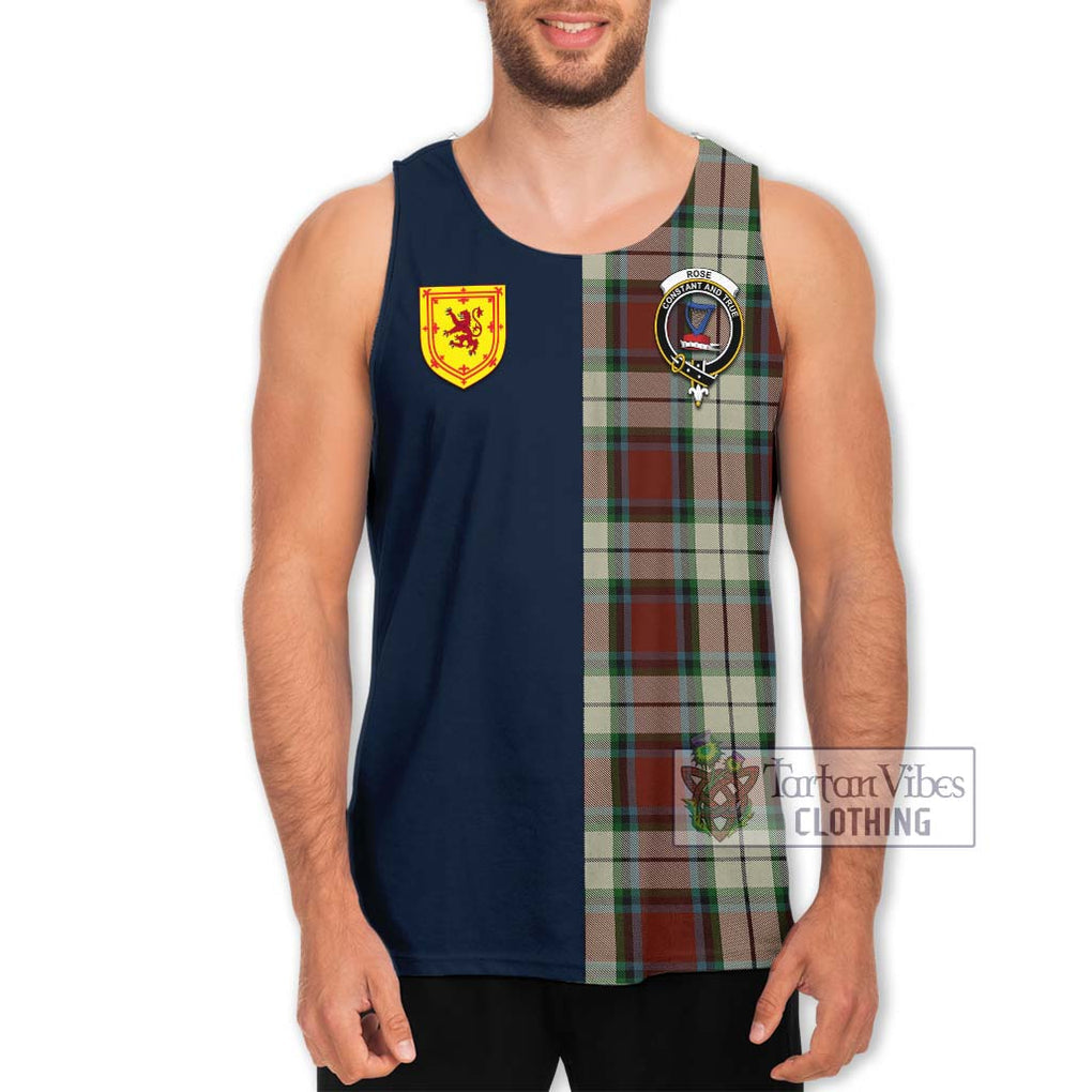 Tartan Vibes Clothing Rose White Dress Tartan Men's Tank Top with Scottish Lion Royal Arm Half Style