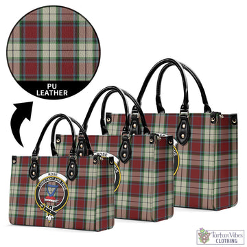 Rose White Dress Tartan Luxury Leather Handbags with Family Crest