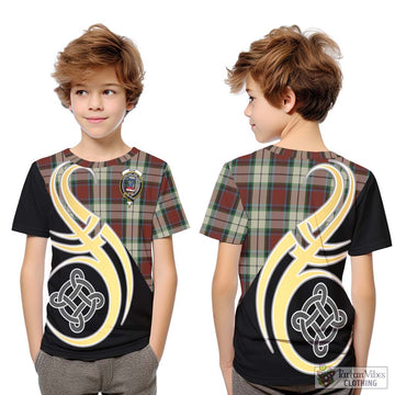 Rose White Dress Tartan Kid T-Shirt with Family Crest and Celtic Symbol Style