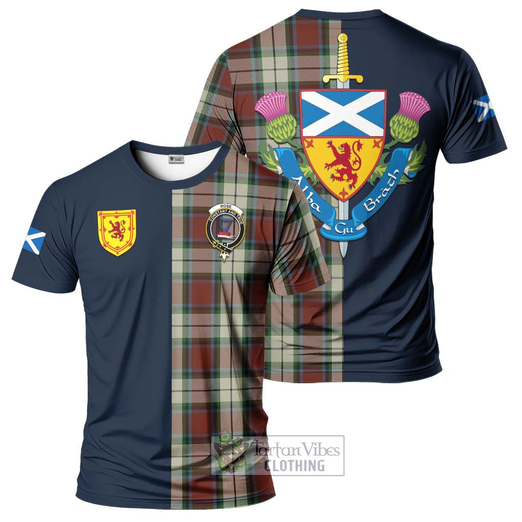 Tartan Vibes Clothing Rose White Dress Tartan T-Shirt Alba with Scottish Lion Royal Arm Half Style