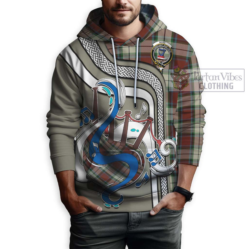 Rose White Dress Tartan Hoodie with Epic Bagpipe Style Zip Hoodie - Tartanvibesclothing Shop