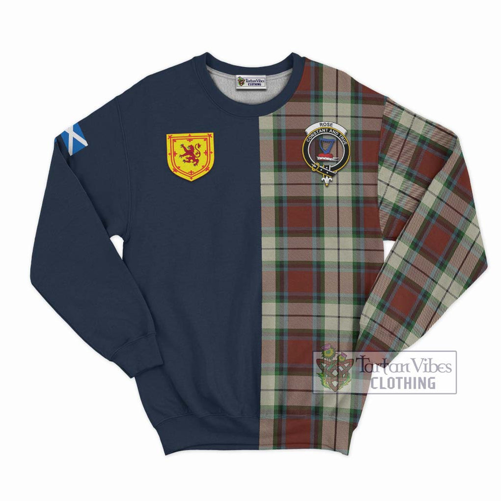 Tartan Vibes Clothing Rose White Dress Tartan Sweatshirt with Scottish Lion Royal Arm Half Style