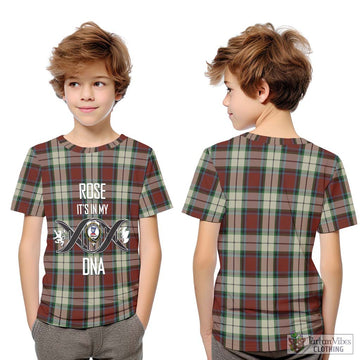 Rose White Dress Tartan Kid T-Shirt with Family Crest DNA In Me Style