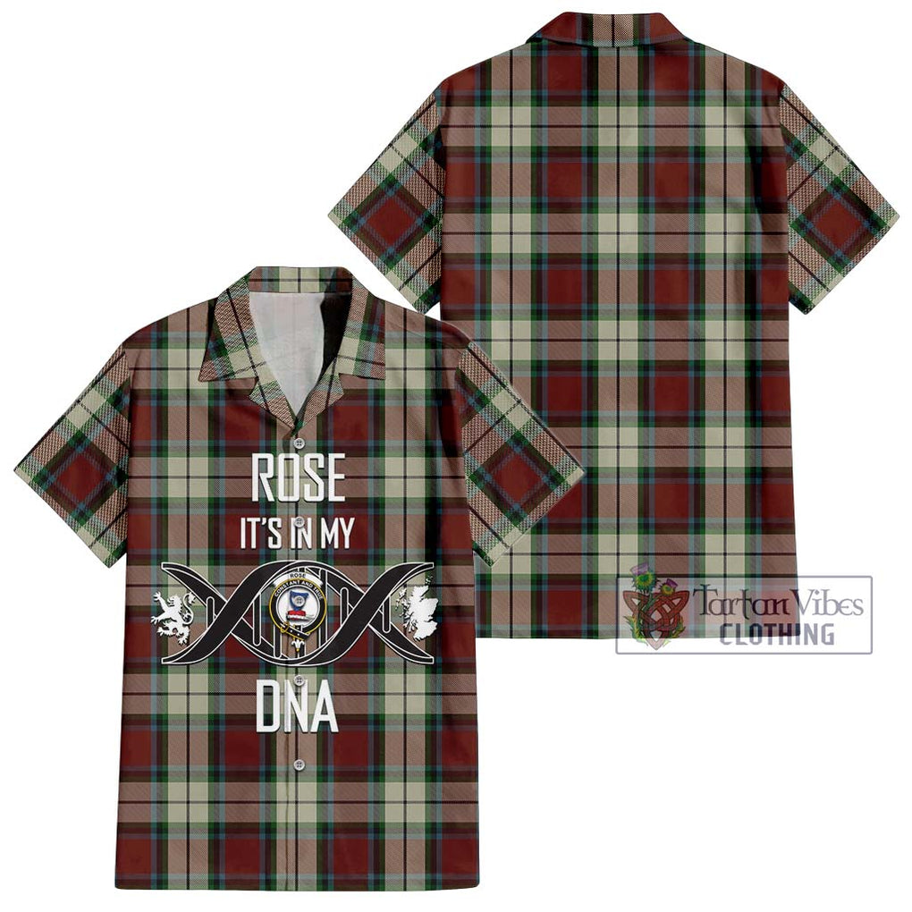 Rose White Dress Tartan Short Sleeve Button Shirt with Family Crest DNA In Me Style Kid - Tartanvibesclothing Shop