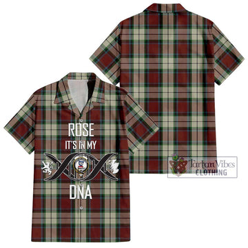 Rose White Dress Tartan Short Sleeve Button Shirt with Family Crest DNA In Me Style