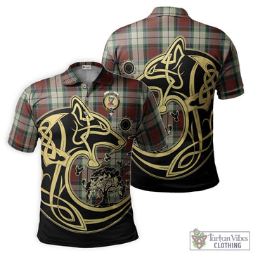 Rose White Dress Tartan Polo Shirt with Family Crest Celtic Wolf Style