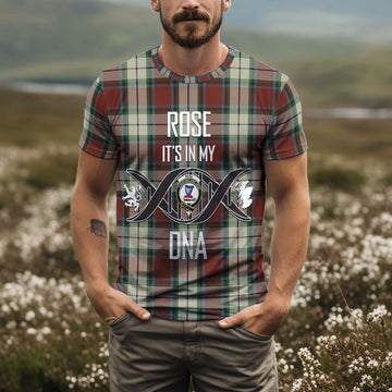 Rose White Dress Tartan T-Shirt with Family Crest DNA In Me Style