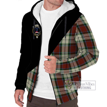 Rose White Dress Tartan Sherpa Hoodie with Family Crest and Military Logo Style