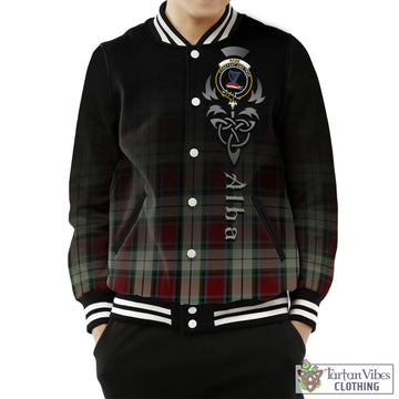 Rose White Dress Tartan Baseball Jacket Featuring Alba Gu Brath Family Crest Celtic Inspired