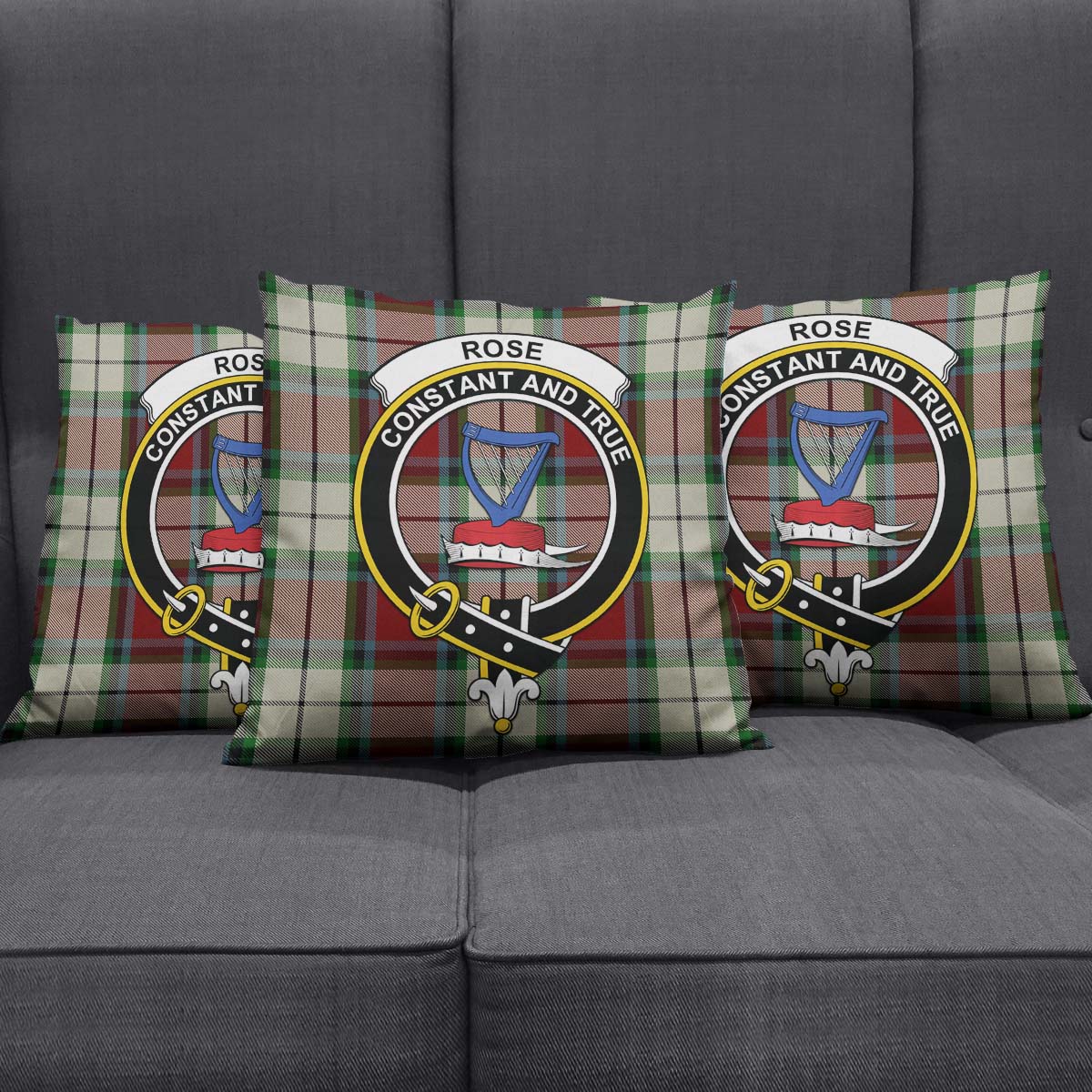 Rose White Dress Tartan Pillow Cover with Family Crest Square Pillow Cover - Tartanvibesclothing