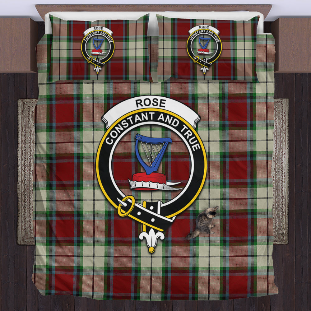 Rose White Dress Tartan Bedding Set with Family Crest US Bedding Set - Tartan Vibes Clothing