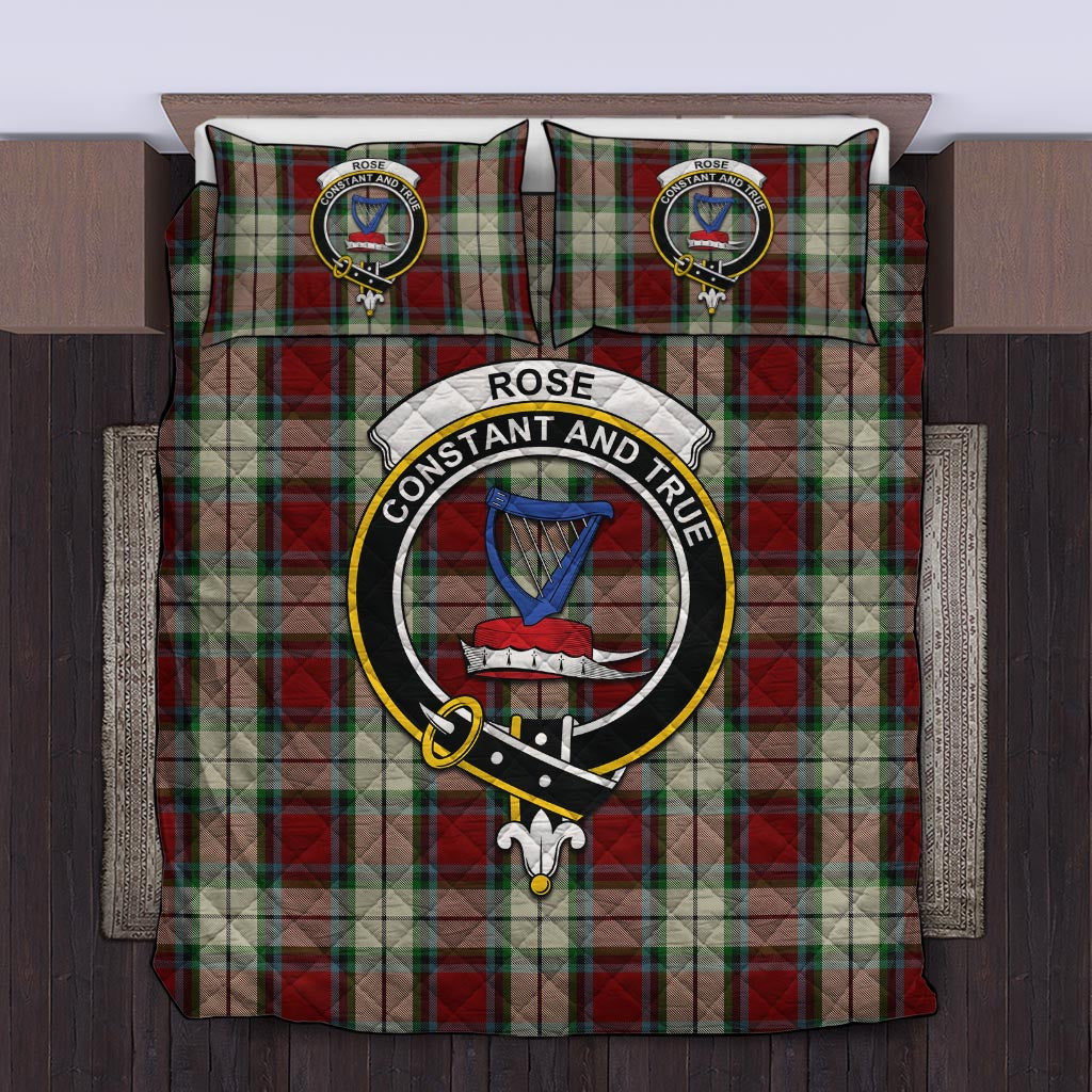 Rose White Dress Tartan Quilt Bed Set with Family Crest Twin - Tartan Vibes Clothing