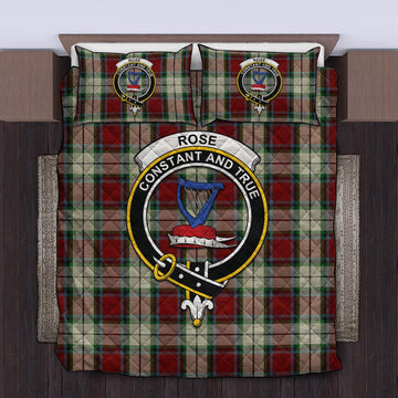 Rose White Dress Tartan Quilt Bed Set with Family Crest