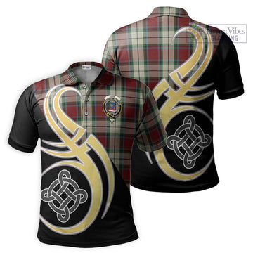 Rose White Dress Tartan Polo Shirt with Family Crest and Celtic Symbol Style