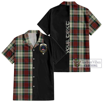 Rose White Dress Tartan Short Sleeve Button Shirt with Family Crest and Half Of Me Style