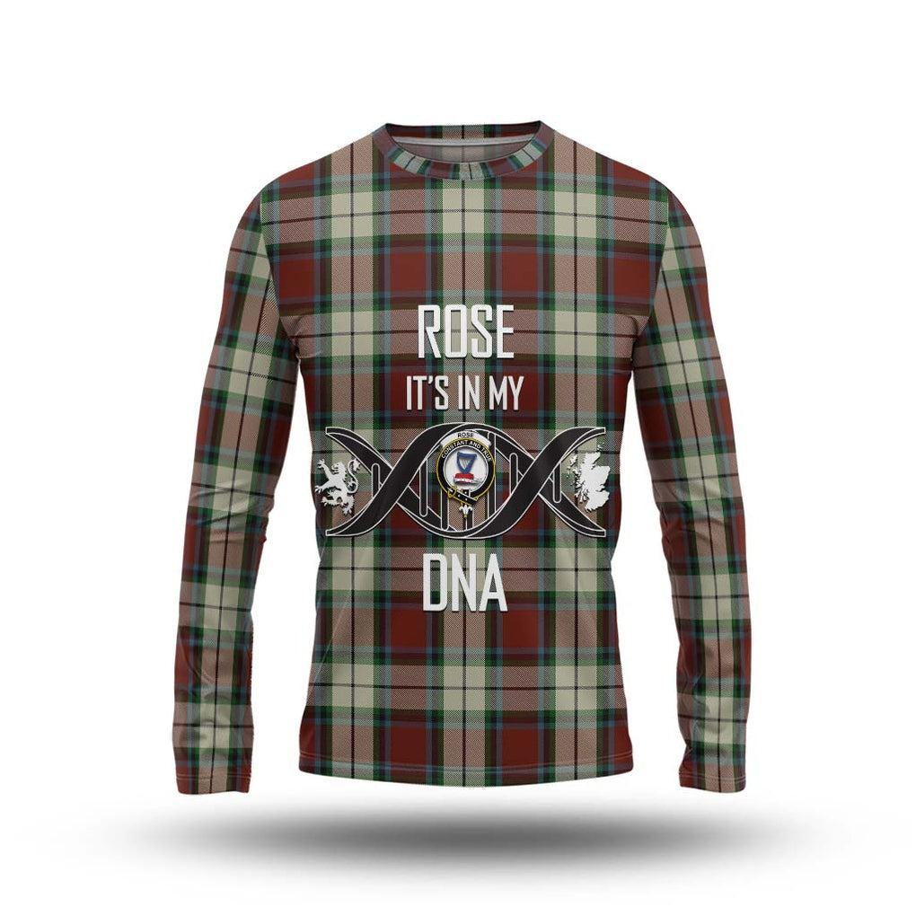 Rose White Dress Tartan Long Sleeve T-Shirt with Family Crest DNA In Me Style Unisex - Tartanvibesclothing Shop