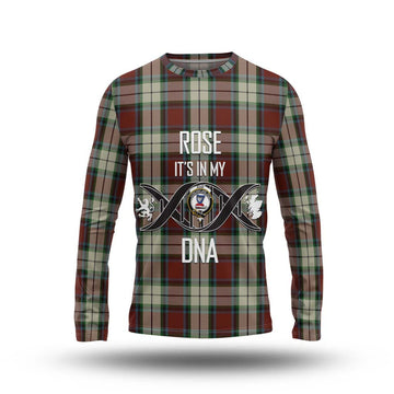 Rose White Dress Tartan Long Sleeve T-Shirt with Family Crest DNA In Me Style