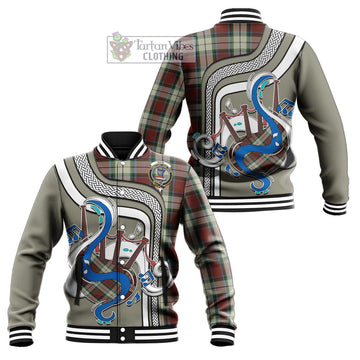 Rose White Dress Tartan Baseball Jacket with Epic Bagpipe Style