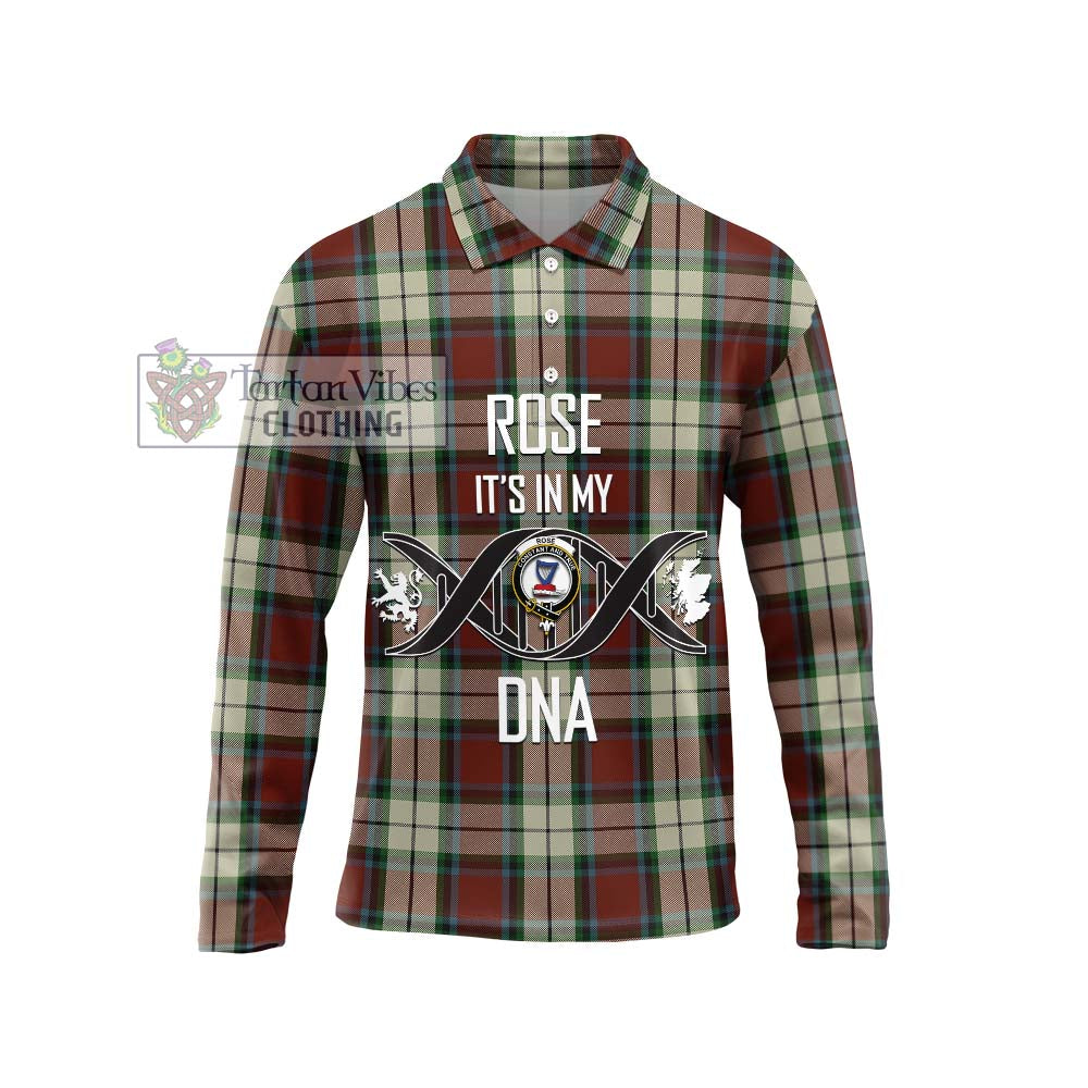 Rose White Dress Tartan Long Sleeve Polo Shirt with Family Crest DNA In Me Style Unisex - Tartanvibesclothing Shop