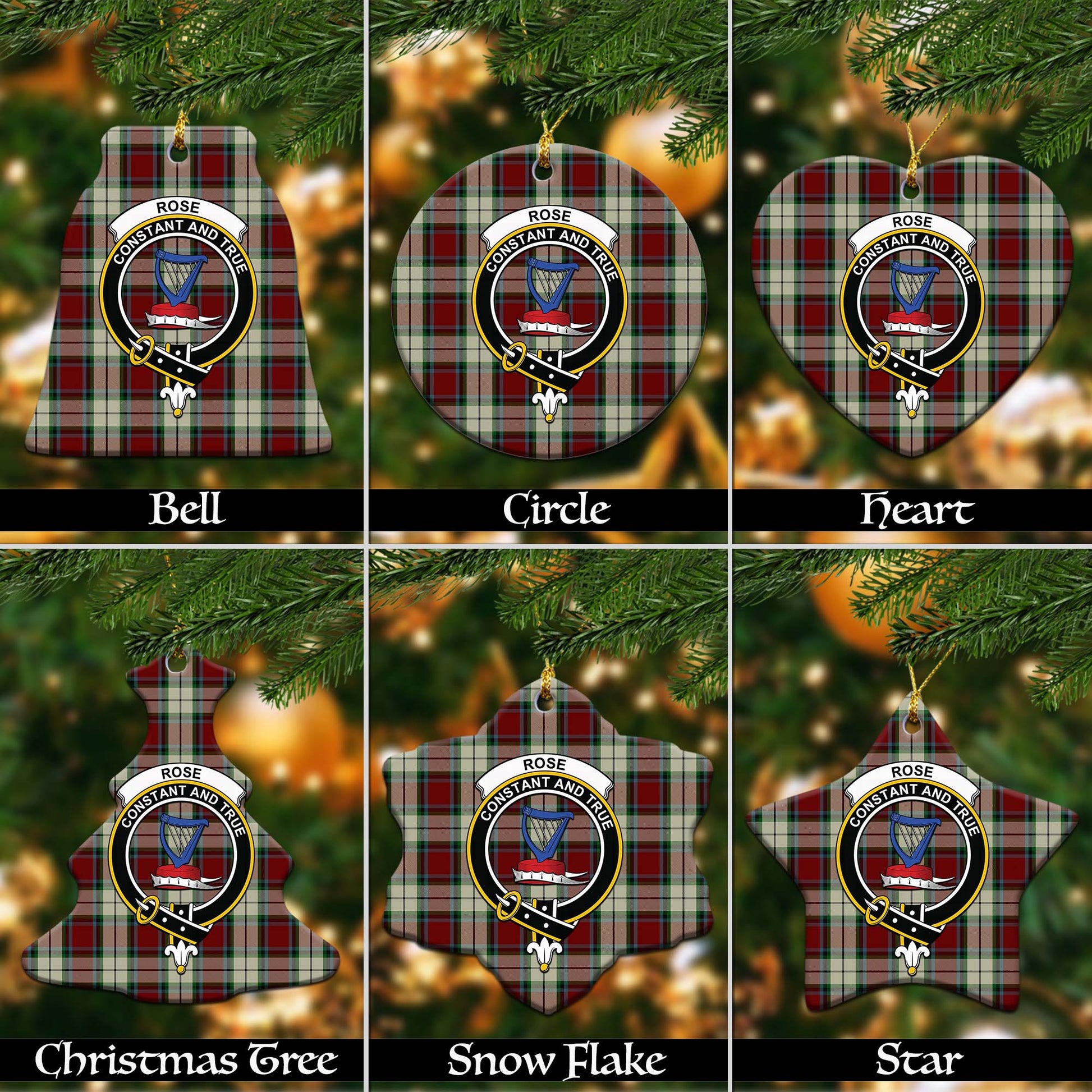 Rose White Dress Tartan Christmas Ornaments with Family Crest - Tartanvibesclothing